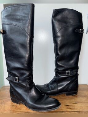Frye dorado Goodyear welt Classic Black Leather Knee-High Riding Boots 9